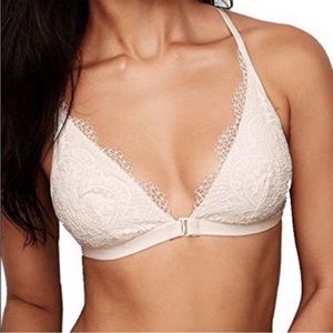 Body by Victoria Crochet Lace Racerback Bralette/Bra in Coconut White